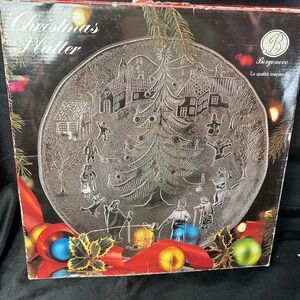 Vintage Christmas Platter Glass Christmas Tree Plate Made in Italy